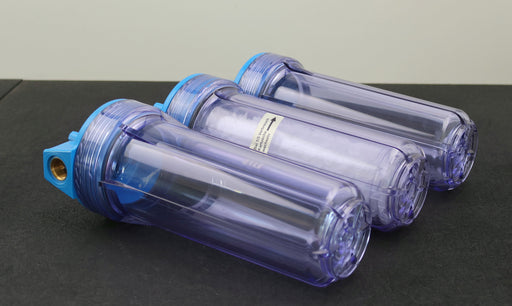 Bild des Artikels 3-fach-Wasseriltergehäuse-Größe-10"-Anschlüsse-1/2"-Tassen-klar