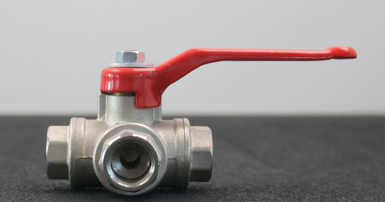 Bild des Artikels 3-Wege-Kugelhahn-1/2''-IG-08A-PN40-mit-Hebel-Material-Messing-unbenutzt