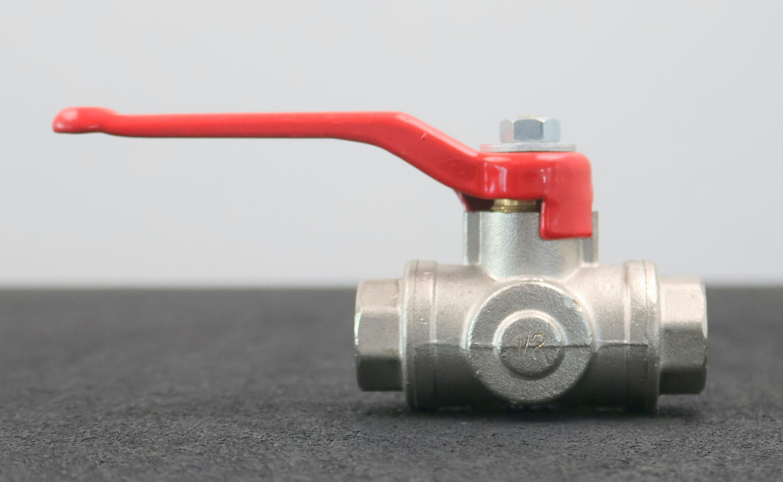 Bild des Artikels 3-Wege-Kugelhahn-1/2''-IG-08A-PN40-mit-Hebel-Material-Messing-unbenutzt