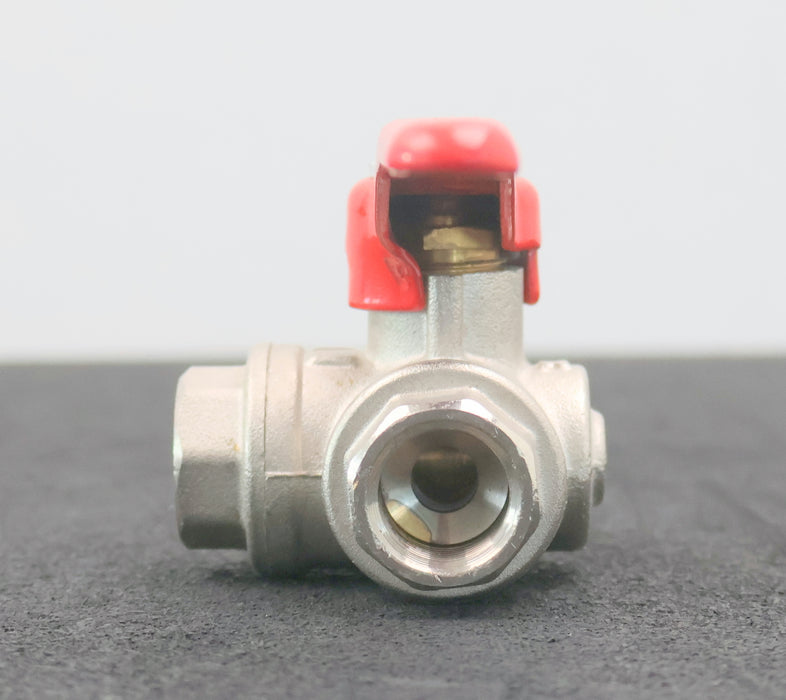 Bild des Artikels 3-Wege-Kugelhahn-1/2''-IG-08A-PN40-mit-Hebel-Material-Messing-unbenutzt