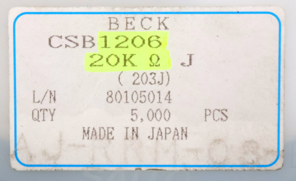 Bild des Artikels BECK-5000x-SMD-Widerstand-20kΩ-CSB-1206-203J-20000-Ohm-7"