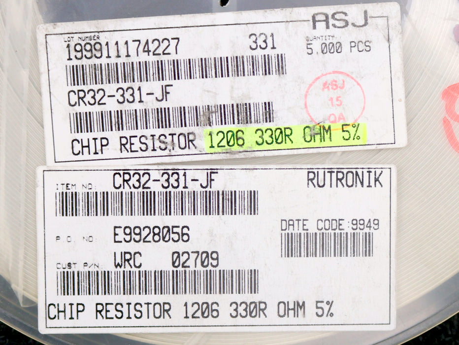Bild des Artikels ASJ-ELECTRONICS-4500x-SMD-Widerstand-330Ω-1206-CR-32-331-JF-330Ohm-02709WRC