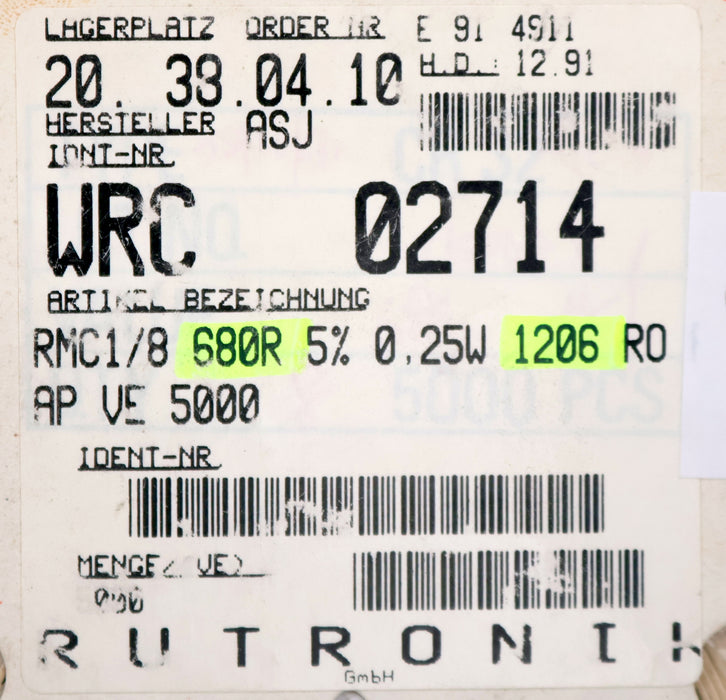 Bild des Artikels ASJ-ELECTRONICS-4000x-SMD-Widerstand-680Ω-1206-CR-32-RMC-1/8-680Ohm-02714WRC