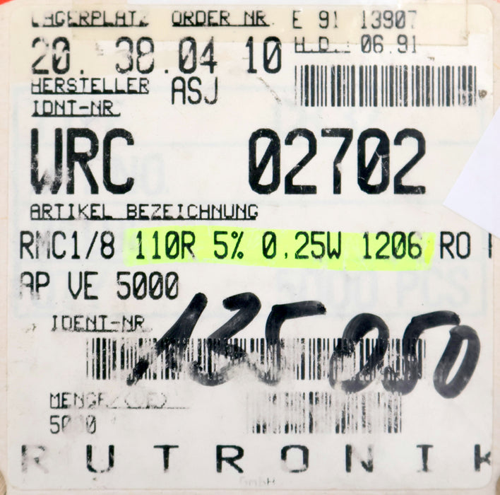 Bild des Artikels ASJ-ELECTRONICS-1000x-SMD-Widerstand-110Ω-1206-CR-32-RMC-1/8-110-Ohm-02702WRC