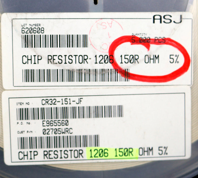 Bild des Artikels ASJ-ELECTRONICS-3500x-SMD-Widerstand-150Ω-1206-CR-32-151-JF-150-Ohm-02705WRC