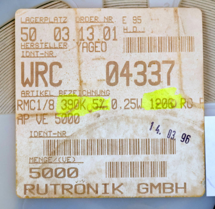 Bild des Artikels YAGEO/RUTRONIK-4000x-SMD-Widerstand-390kΩ-1206-RMC1/8-390000-Ohm-RC-06-1/4W