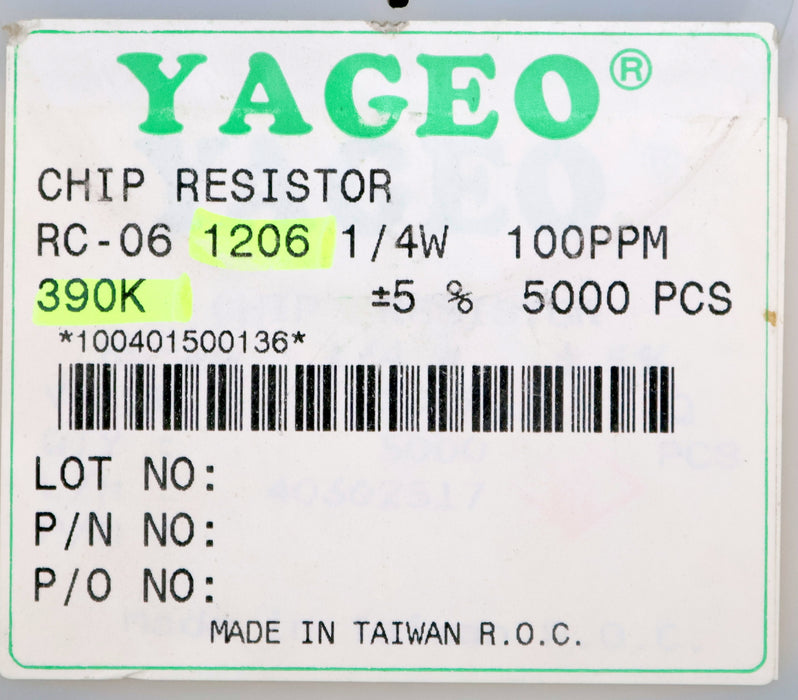 Bild des Artikels YAGEO/RUTRONIK-4000x-SMD-Widerstand-390kΩ-1206-RMC1/8-390000-Ohm-RC-06-1/4W