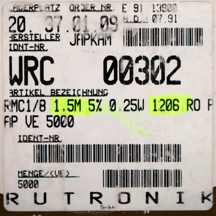 Bild des Artikels KAMAYA-ELECTRIC-4500x-SMD-Widerstand-1,5MkΩ-RMC-1/8-155J-1500000-Ohm-72-5RU