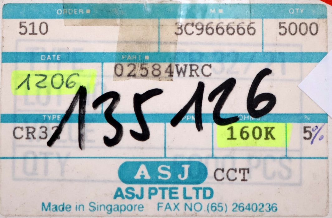 Bild des Artikels ASJ-ELECTRONICS-4500x-SMD-Widerstand-160kΩ-1206-160000-Ohm-Model-02584WRC