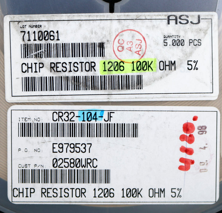Bild des Artikels ASJ-ELECTRONICS-4000x-SMD-Widerstand-100kΩ-1206-CR32-104-JF-100000-Ohm-02580WRC