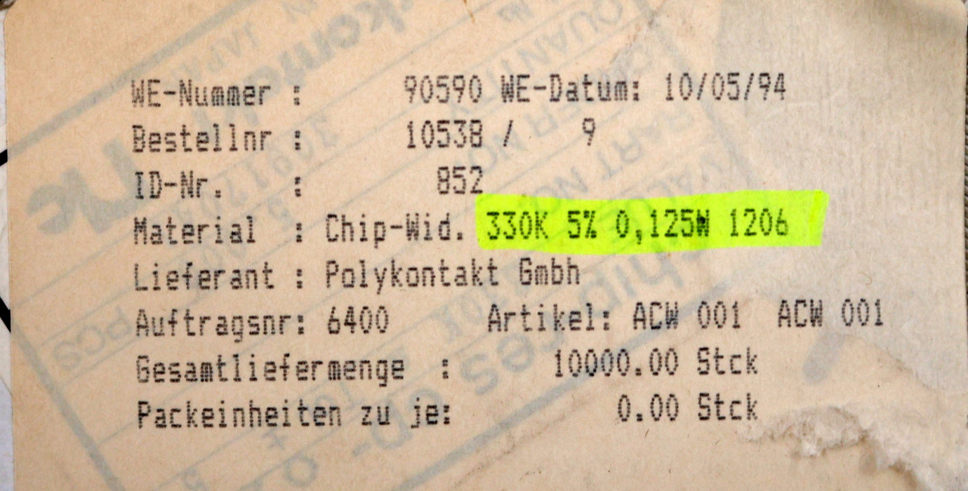 Bild des Artikels PLYCONTAKT-5000x-SMD-Widerstand-330kΩ-1206-330000-Ohm-Model-ACW-001-0,125W