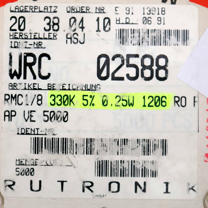 Bild des Artikels ASJ-ELECTRONICS-3500x-SMD-Widerstand-330kΩ-1206-RMC-1/8-330000-Ohm-02588WRC