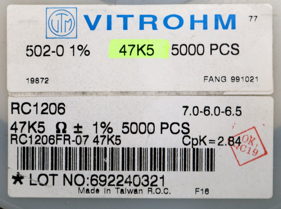 Bild des Artikels VITROHM-3000x-SMD-Widerstand-47k5Ω-1206-47500-Ohm-Model-RC1206FR-07