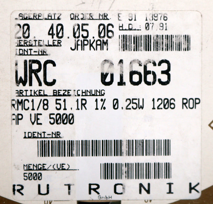 Bild des Artikels KAMAYA-ELECTRIC-4000x-SMD-Widerstand-51,1Ω-RMC-1/8-5119F-51,1-Ohm-Model-52-5RU