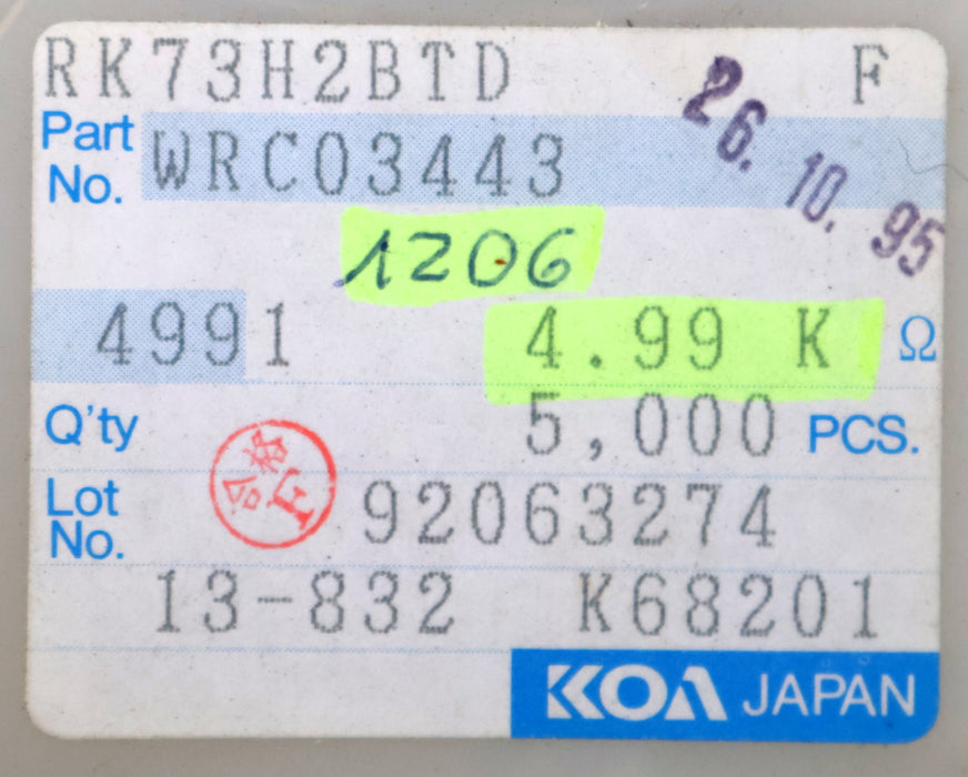 Bild des Artikels KOA-4500x-SMD-Widerstand-4,99kΩ-1206-RK73H2BTD-4990-Ohm-Model-WRC03443