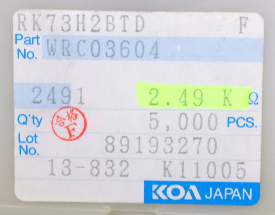 Bild des Artikels KOA-4500x-SMD-Widerstand-2490kΩ-2491-RK73H2BTD-2490-Ohm-Model-WRC03604