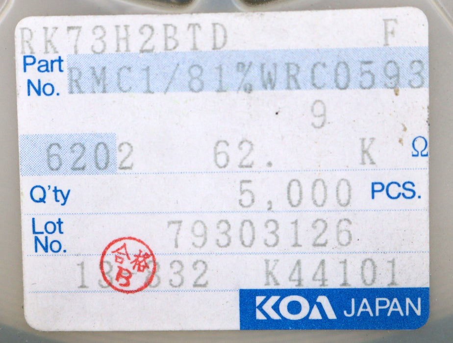 Bild des Artikels KOA-3200x-SMD-Widerstand-62kΩ-1206-RK73H2BTD-Model-WRC05939