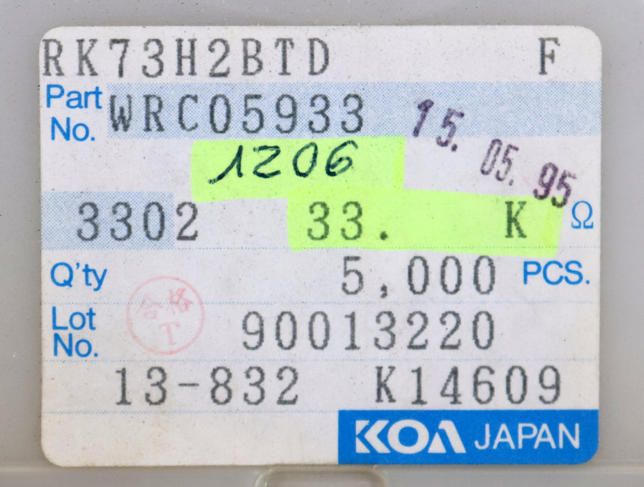 Bild des Artikels KOA-4500x-SMD-Widerstand-33kΩ-1206-RK73H2BTD-33000-Ohm-Model-WRC05933