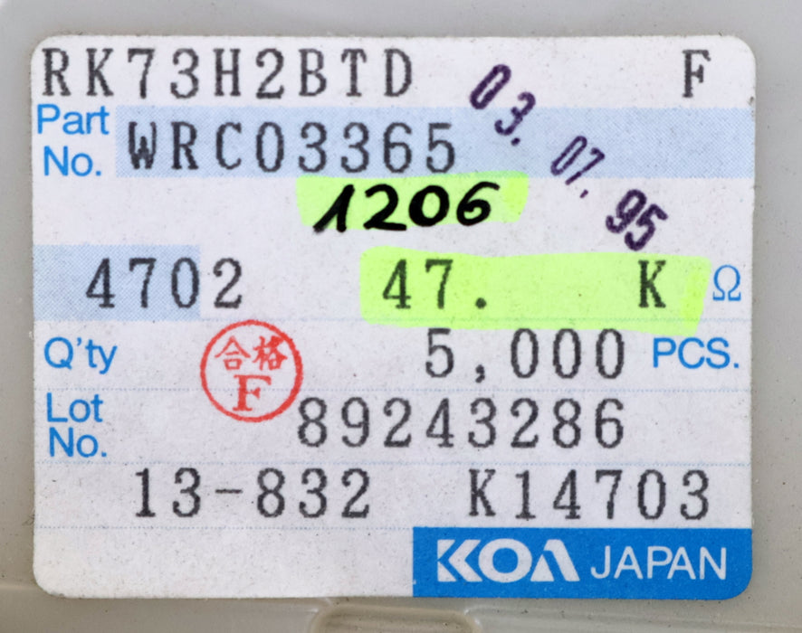 Bild des Artikels KOA-4500x-SMD-Widerstand-47kΩ-1206-RK73H2BTD-47000-Ohm-Model-WRC03365