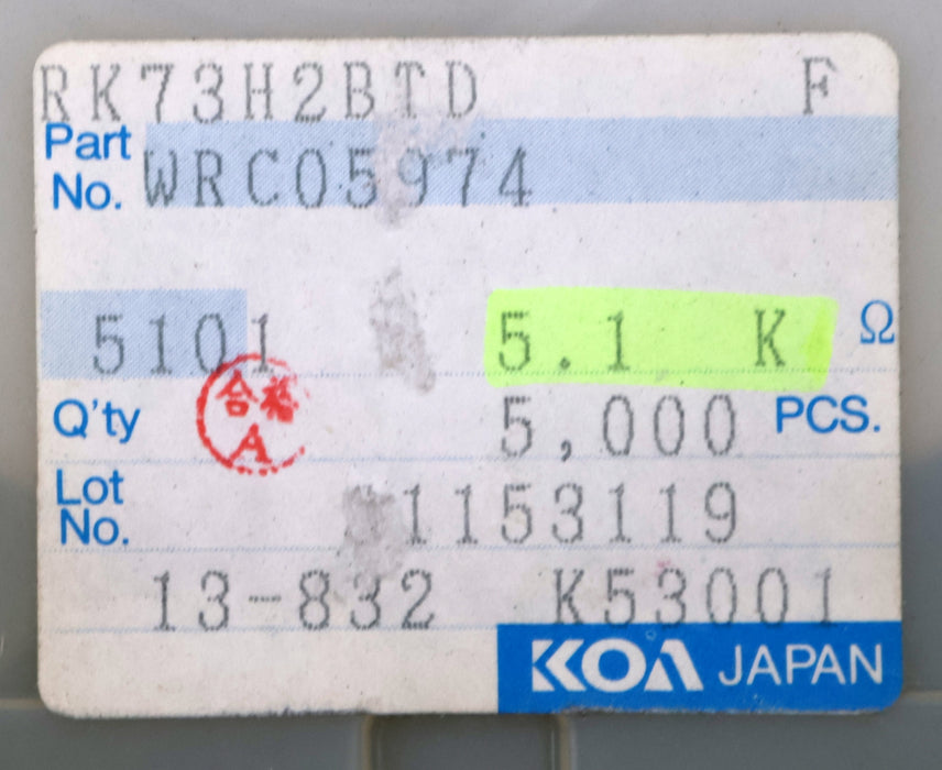 Bild des Artikels KOA-2500x-SMD-Widerstand-5,1kΩ-1206-RK73H2BTD-5100-Ohm-Model-WRC05974