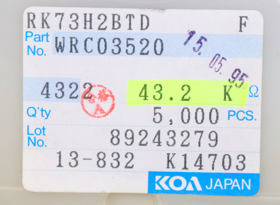 Bild des Artikels KOA-4700x-SMD-Widerstand-43,2kΩ-RK73H2BTD-43200-Ohm-Model-WRC03520
