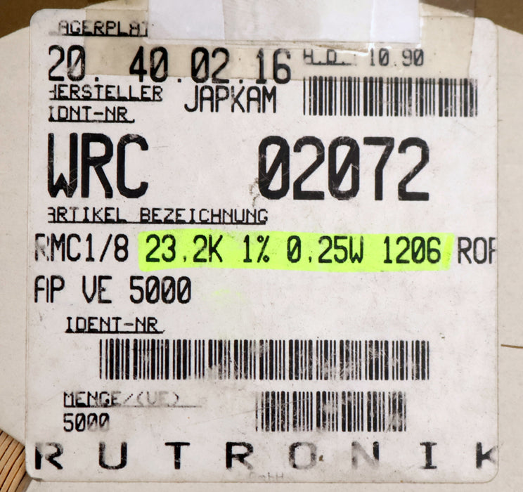 Bild des Artikels KAMAYA-ELECTRIC-4500x-SMD-Widerstand-23,2kΩ-RMC-1/8-2322F-23200-Ohm-Model-52-5RU