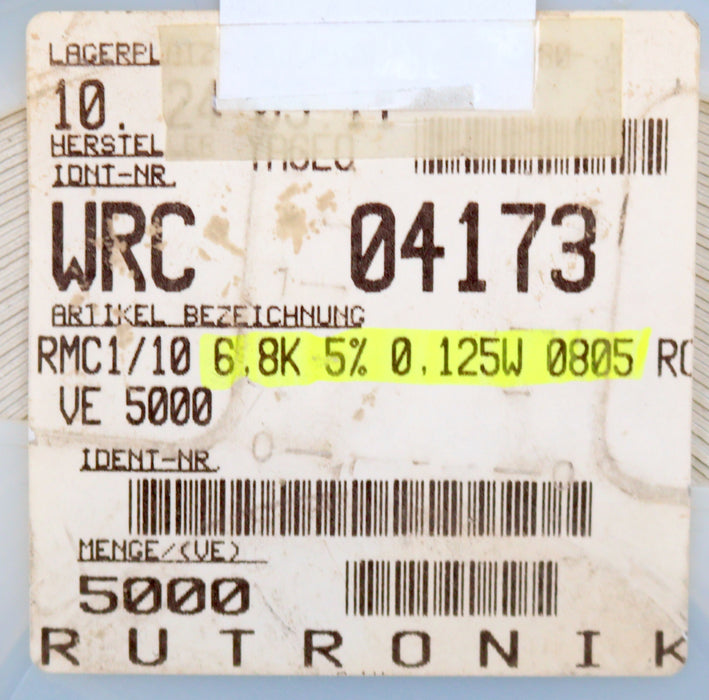 Bild des Artikels YAGEO-4500x-SMD-Widerstand-6,8kΩ-6800-Ohm-Model-RC-05-WRC04173