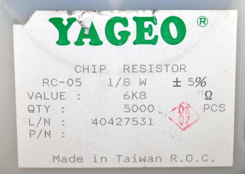 Bild des Artikels YAGEO-4500x-SMD-Widerstand-6,8kΩ-6800-Ohm-Model-RC-05-WRC04173