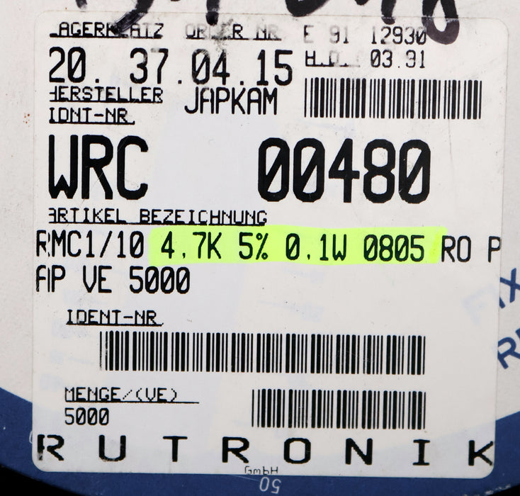 Bild des Artikels KAMAYA-ELECTRIC-4800x-SMD-Widerstand-4,7kΩ-RMC-1/10-472J-4700-Ohm-Model-72-52A