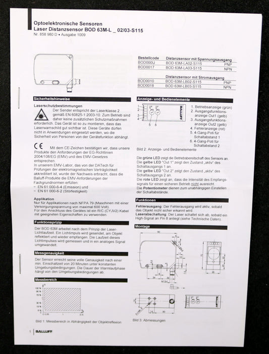 Bild des Artikels BALLUFF-Laser-Distanzsensor-BOD-63M-LA02-S115-15-30VDC-Laserklasse-2-200mA