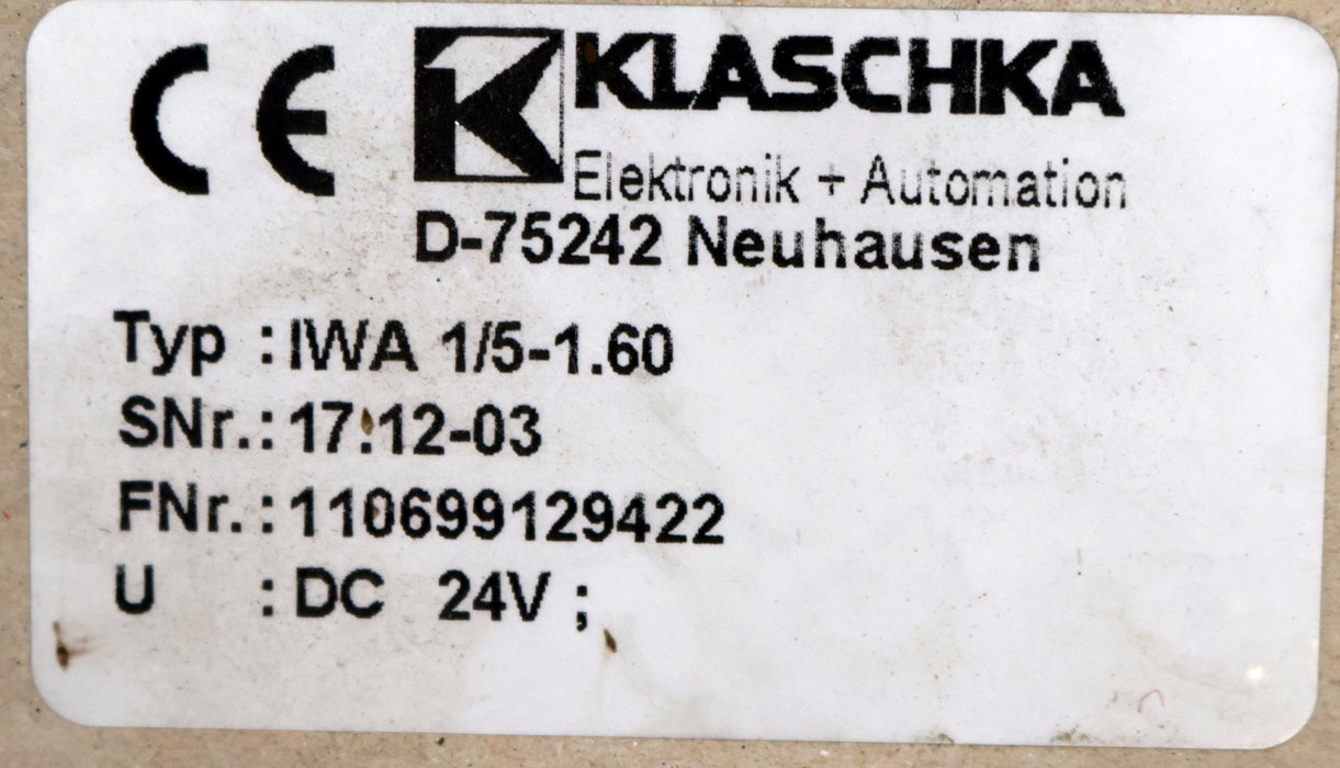 Bild des Artikels KLASCHKA-Impulszahlwandler-IWA-1/5-1.60-24VDC-unbenutzt-in-OVP