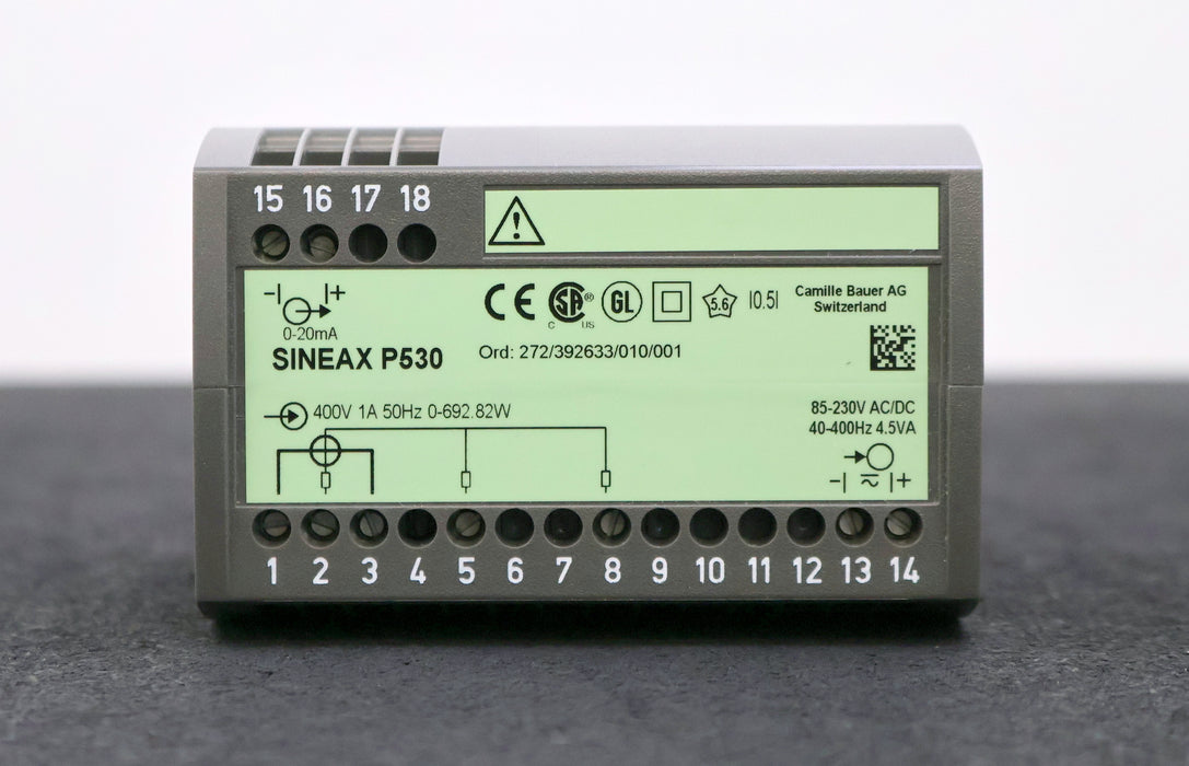 Bild des Artikels CAMILLE-BAUER-Messumformer-SINEAX-P530-Ord:-272/392633/010/001-400V-1A-50Hz