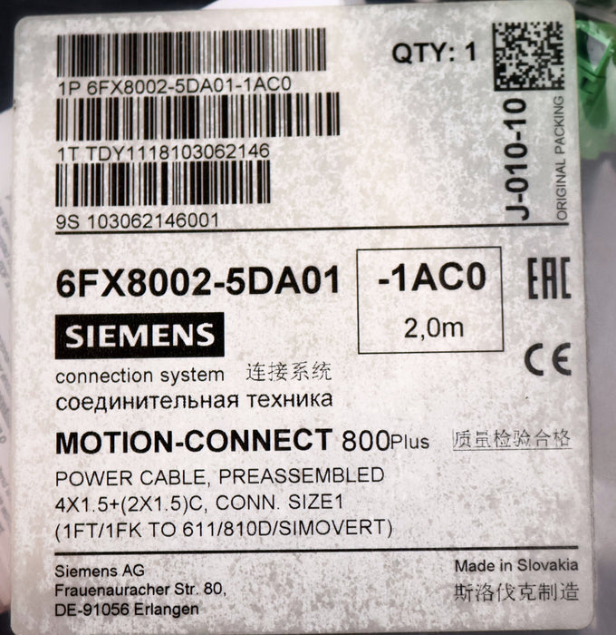 Bild des Artikels SIEMENS-MOTION-CONNECT-800PLUS-2m-Leistungsleitung-6FX8002-5DA01-1AC0-Kabel-2m