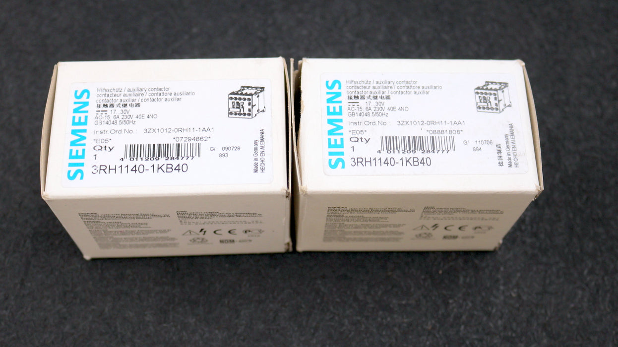Bild des Artikels SIEMENS-2x-Hilfsschütz-3RH1140-1KB40-17…30VDC-unbenutzt-in-OVP