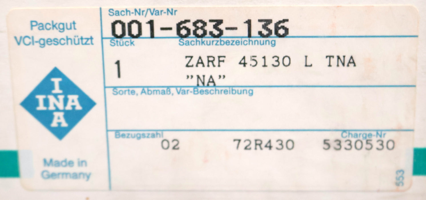 Bild des Artikels INA-Nadel-Axialzylinderrollenlager-ZARF45130-L-TNA-AußenØ-130mm-InnenØ45mm