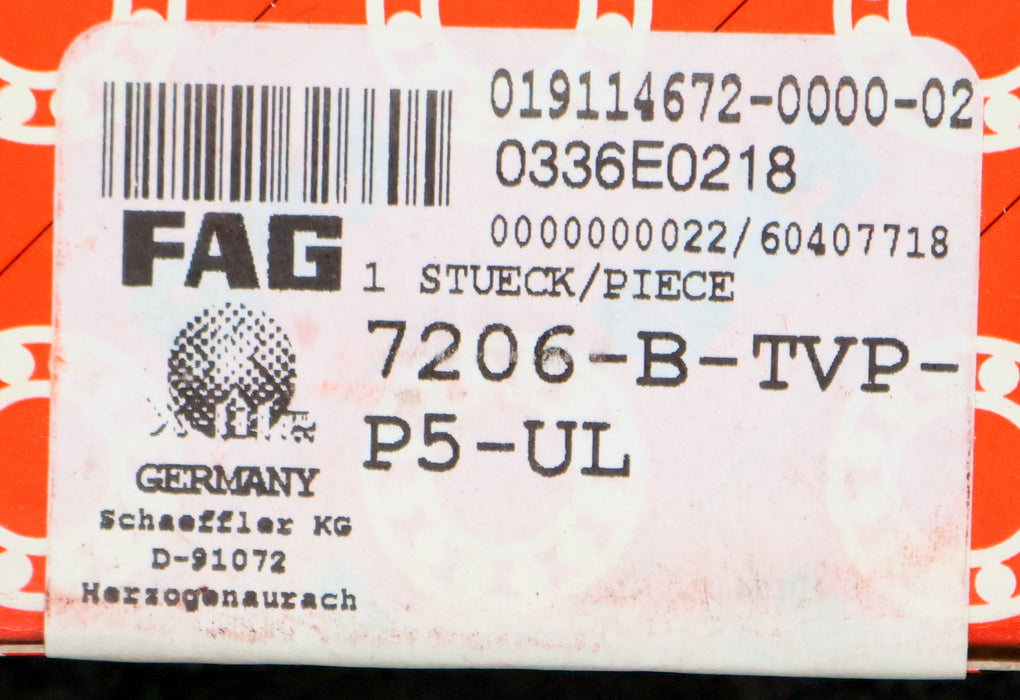 Bild des Artikels FAG-Schrägkugellager-7206-B-TVP-P5-UL-AußenØ-62mm-InnenØ-30mm-Breite-16mm