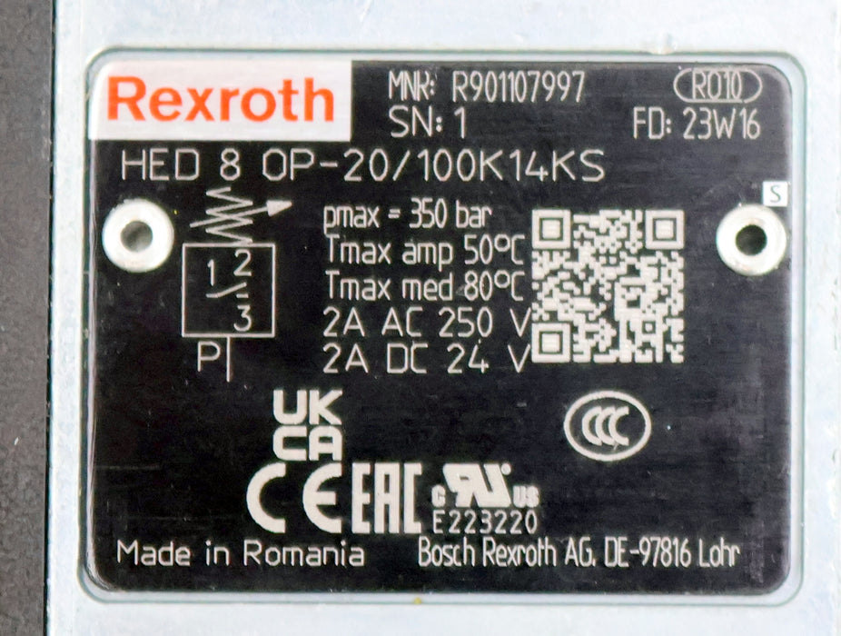 Bild des Artikels REXROTH-Druckschalter-HED8OP-20/100K14KS-MNR:-R901107997-mit-einem-Schlüssel