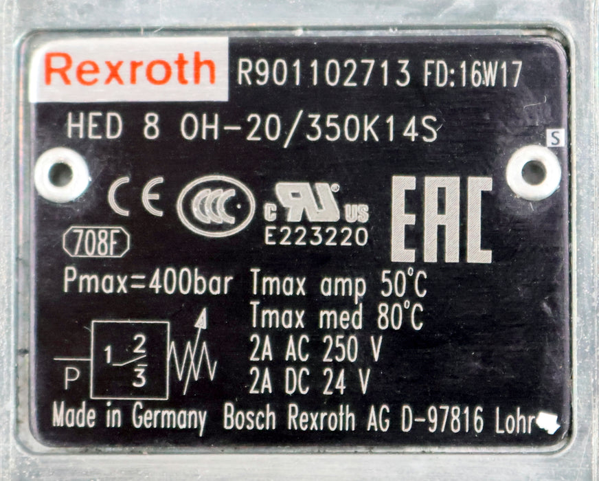 Bild des Artikels REXROTH-Druckschalter-HED8OH-20/350K14S-MNR:-R901102713-250VAC-2A-24VDC-2A