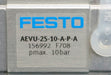 Bild des Artikels FESTO-Kompsktzylinder-AEVU-25-10-A-P-A-Mat.Nr.-156992-KolbenØ-25mm-Hub-10mm