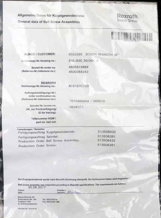 Bild des Artikels REXROTH-Kugelgewindetrieb-mit-einer-Mutter-MNR:-R15103C733-32x5Rx3,5