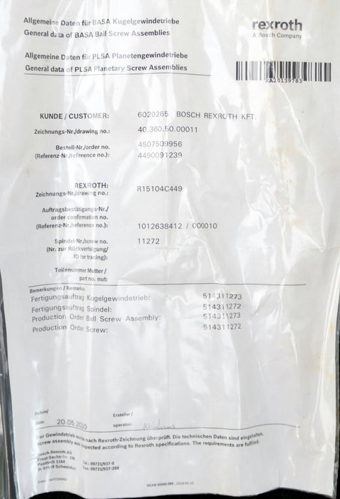 Bild des Artikels REXROTH-Kugelgewindetrieb-mit-einer-Mutter-MNR:-R15104C449-40x10Rx6