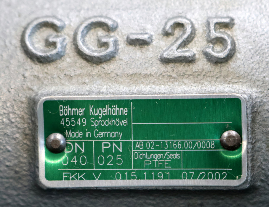 Bild des Artikels BÖHMER-Flanschkugelhahn-FKK-V-015.1191-DN40-PN25-FlanschØ-150mm-unbenutzt