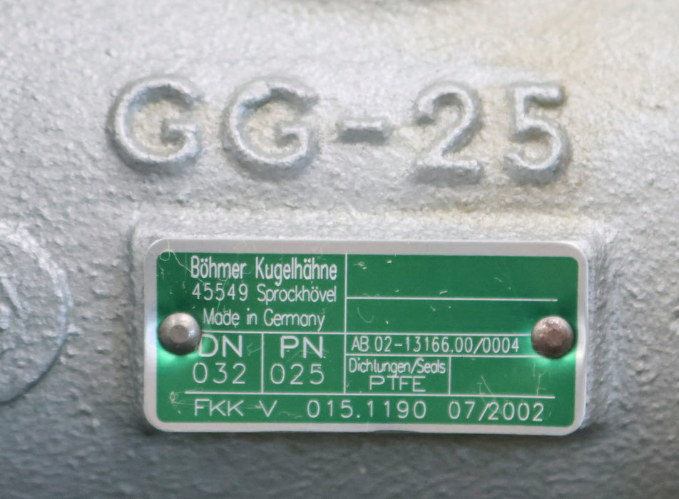Bild des Artikels BÖHMER-Flanschkugelhahn-FKK-V-015.1190-DN32-PN25-FlanschØ-140mm-unbenutzt