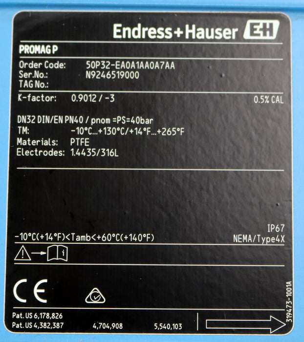 Bild des Artikels ENDRESS+HAUSER-PROMAG-P-Durchflussmessgerät-Order-Code-50P32-EA0A1AA0A7AA-DN32