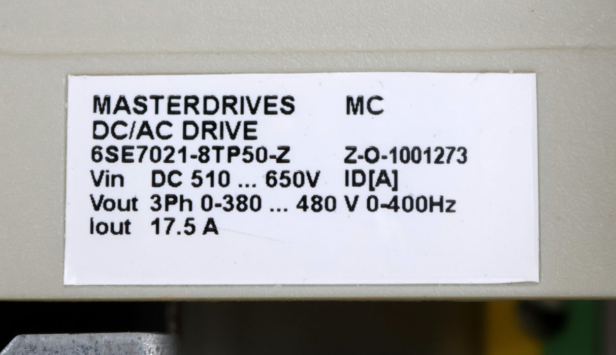 Bild des Artikels SIEMENS-MASTERDRIVES-Spannungszwischenkreisumrichter-6SE7021-8TP50-Z-Z=-G91+C43