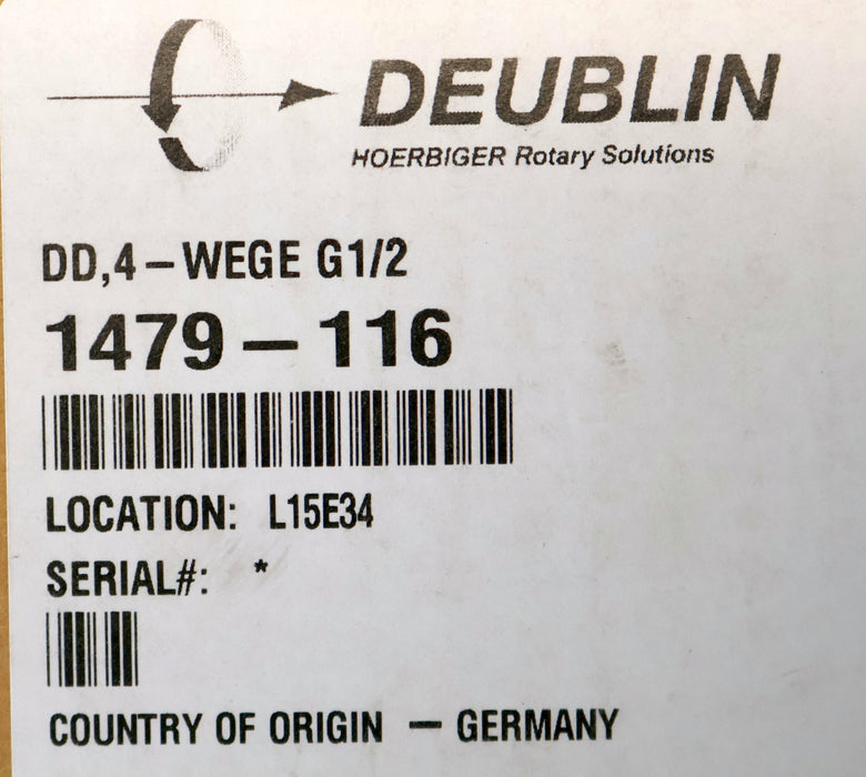 Bild des Artikels DEUBLIN-Drehdurchführung-1479-116-DD,-4-Wege-Anschluss-G-1/2"-unbenutzt-in-OVP
