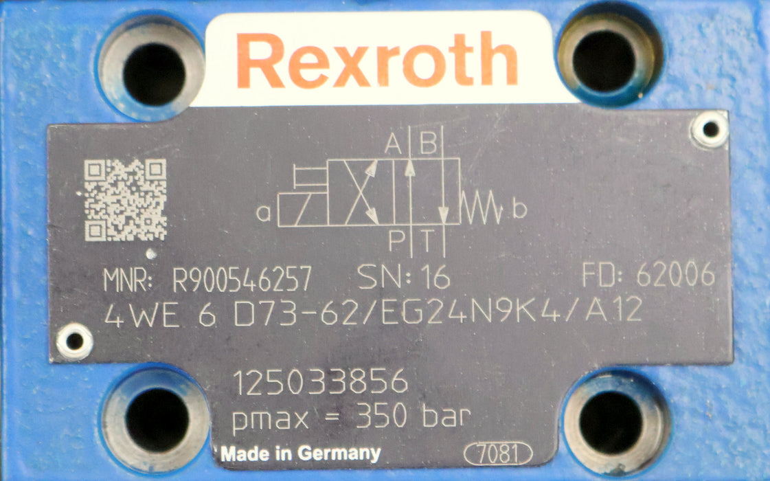 Bild des Artikels REXROTH-4/2-Wege-Magnetventil-R900546257-4WE6D73-62/EG24N9K4/A12-pmax=-350bar