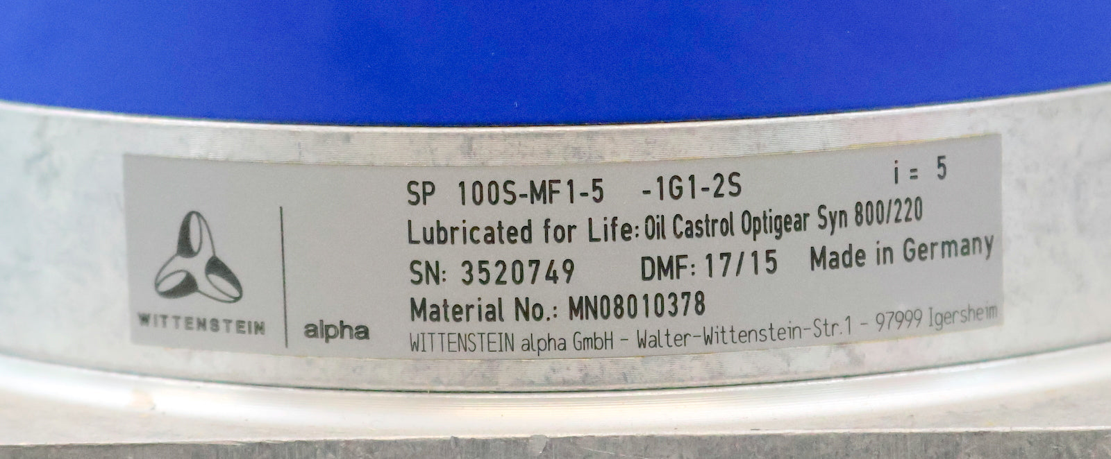 Bild des Artikels WITTENSTEIN-Planeten-Getriebe-SP-100S-MF1-5-1G1-2S-i=5-WellenØ-32mm-unbenutzt