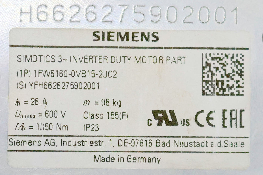 Bild des Artikels SIEMENS-Torque-Motor-Inverter-Duty-Motor-Part-Stator-1FW6160-0VB15-2JC2