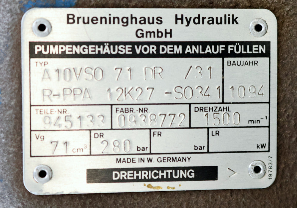 Bild des Artikels BRUENINGHAUS-HYDRAULIK-Axialkolben-Pumpe-A10VSO71DR/31-R-PPA-12K27-SO341
